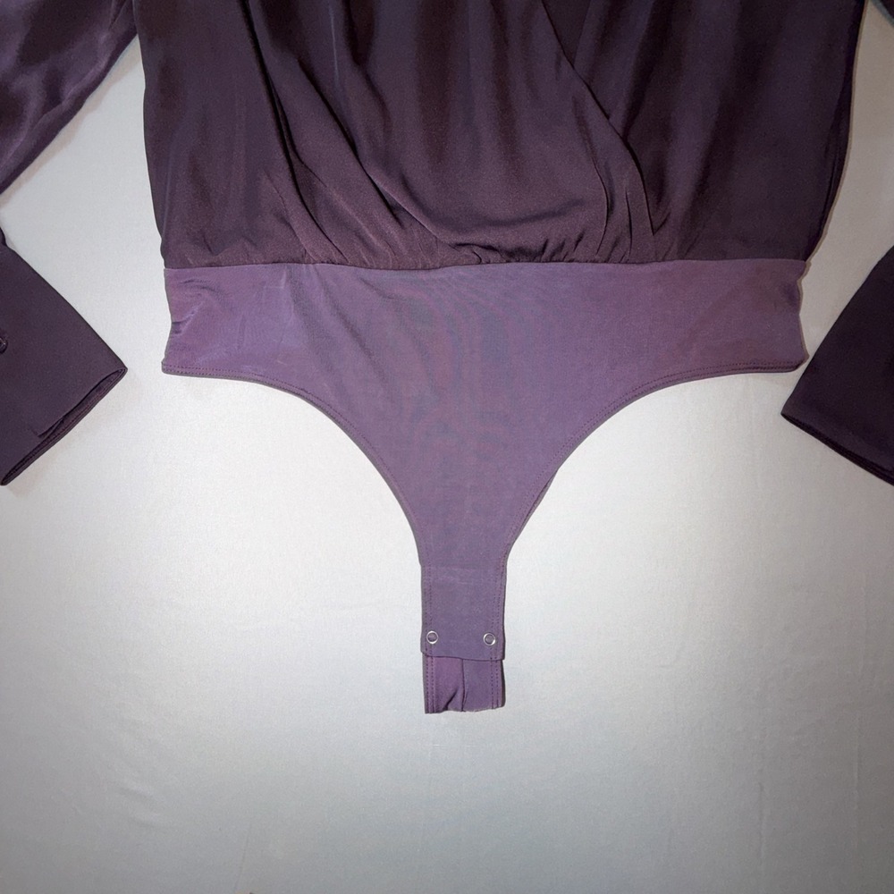 Quince Washable Stretch Silk Surplice Bodysuit Size M Deep Orchid Purple EUC - Picture 4 of 7